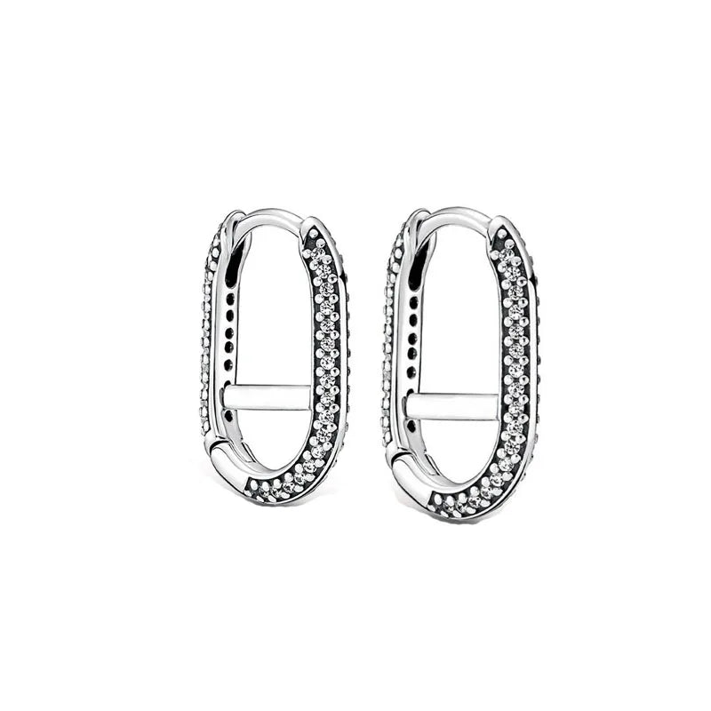 2024 Double Hoop Sun Moon 925 Silver Plated Butterfly Heart Earrings Stud Fit Original Charms Diy For Women Accessories