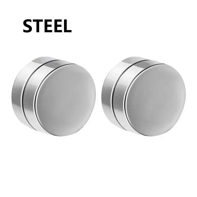 1pairs 6mm Fashion Stainless Steel Magnetic Cubic Zirconia Non-Piercing Stud Earrings for Men and Women Daily Wear Jewelry Gift