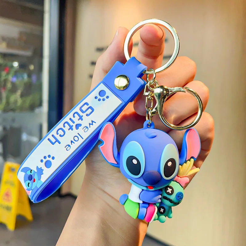Disney Stitch Keychain 5-Pack - Cute Lilo & Stitch Keyrings, Durable Anime Keychains for Women Men Kids, Multi-Color Gift Set