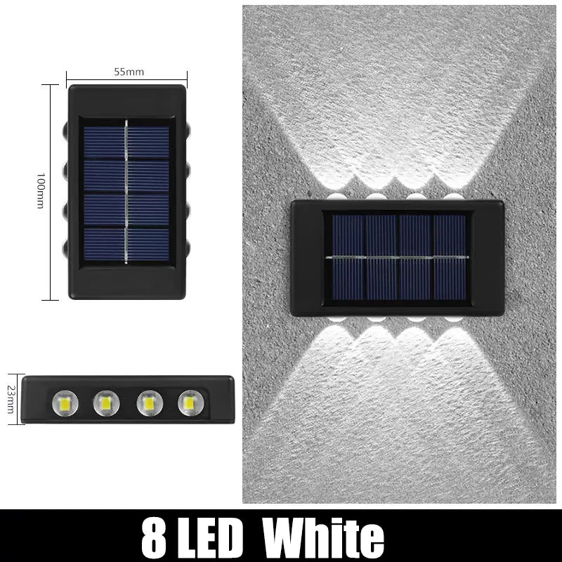 Solar Powered Garden Wall Light Outdoor Waterproof 6LED Beads up down Lamp for Street Terrace Fence Courtyard Wall Decoration