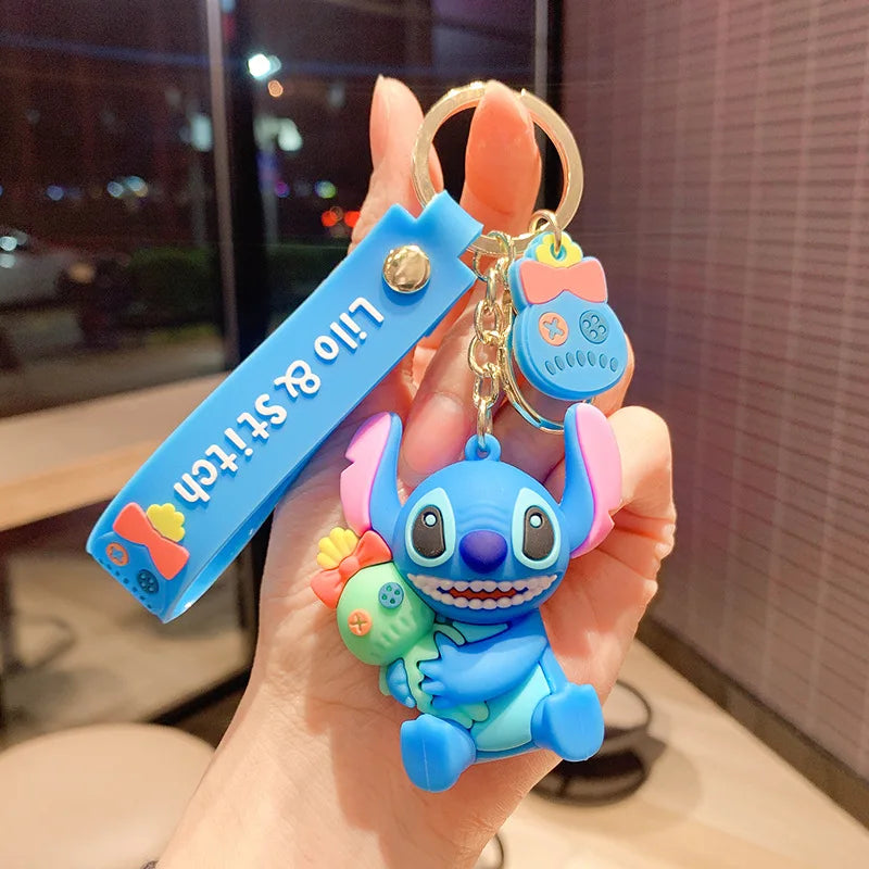 Disney Stitch Keychain 5-Pack - Cute Lilo & Stitch Keyrings, Durable Anime Keychains for Women Men Kids, Multi-Color Gift Set