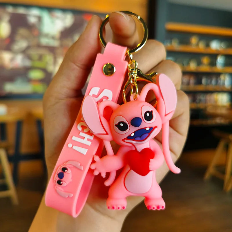 Disney Stitch Keychain 5-Pack - Cute Lilo & Stitch Keyrings, Durable Anime Keychains for Women Men Kids, Multi-Color Gift Set