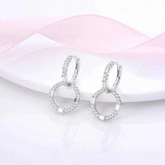 2024 Double Hoop Sun Moon 925 Silver Plated Butterfly Heart Earrings Stud Fit Original Charms Diy For Women Accessories