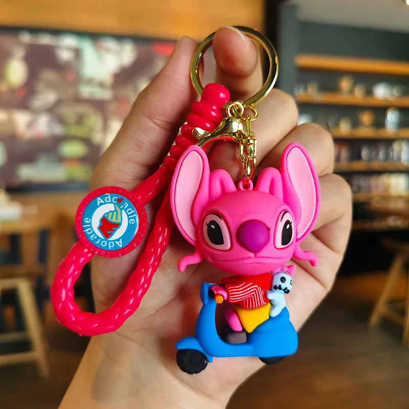 Disney Stitch Keychain 5-Pack - Cute Lilo & Stitch Keyrings, Durable Anime Keychains for Women Men Kids, Multi-Color Gift Set