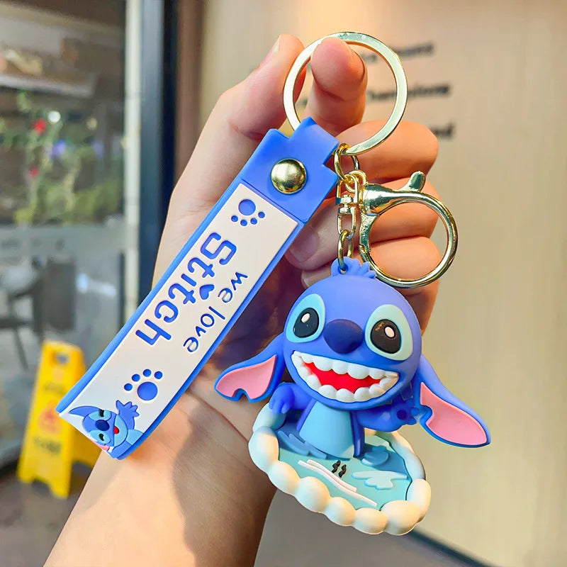 Disney Stitch Keychain 5-Pack - Cute Lilo & Stitch Keyrings, Durable Anime Keychains for Women Men Kids, Multi-Color Gift Set