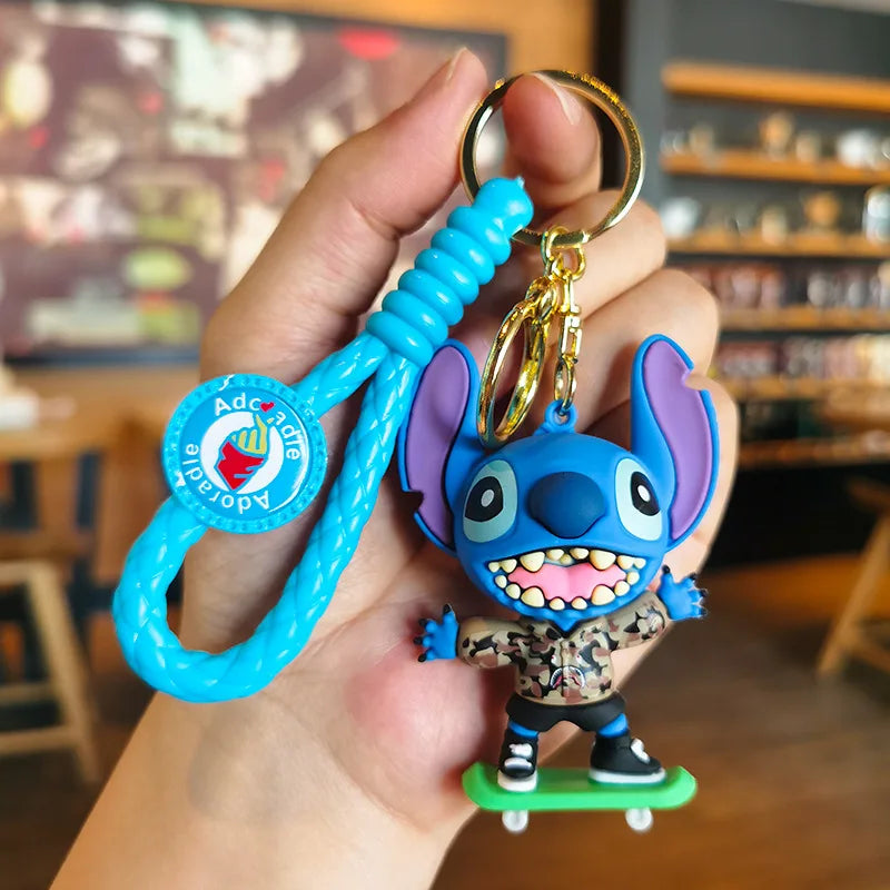 Disney Stitch Keychain 5-Pack - Cute Lilo & Stitch Keyrings, Durable Anime Keychains for Women Men Kids, Multi-Color Gift Set