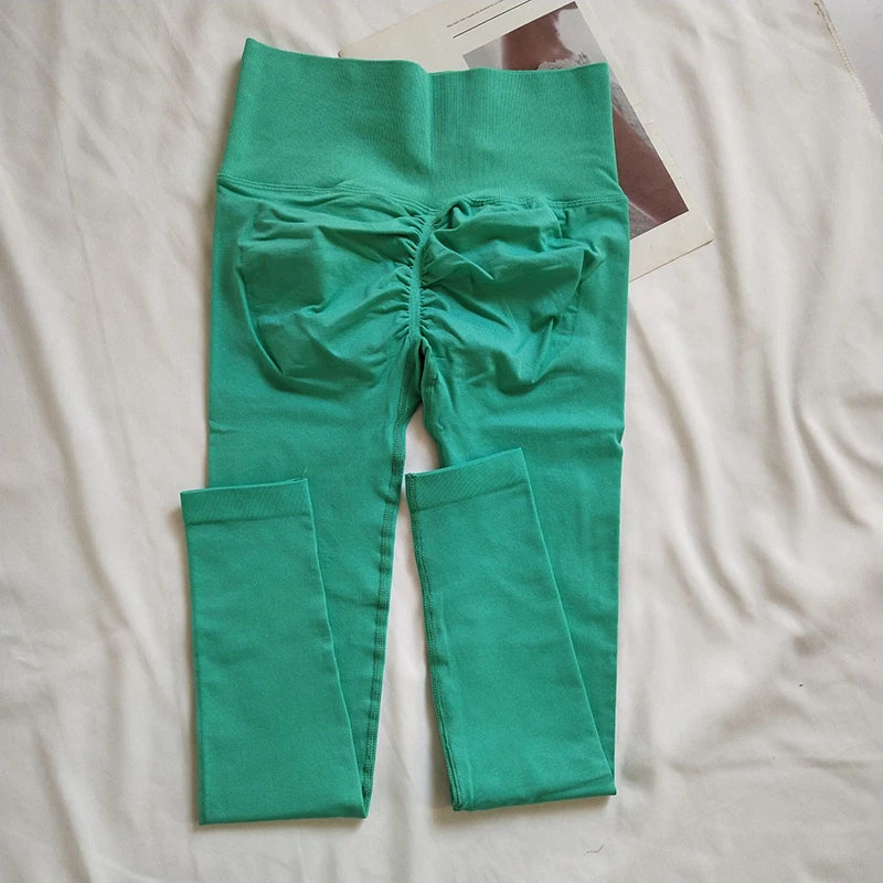 Seamless Sport Yoga High Waist Pants Leggings Sport See Through Yoga Gym Running Quick Dry Pants Scrunch Butt Pants