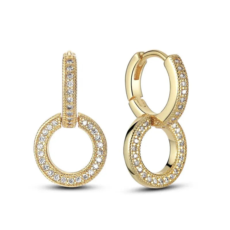 2024 Double Hoop Sun Moon 925 Silver Plated Butterfly Heart Earrings Stud Fit Original Charms Diy For Women Accessories