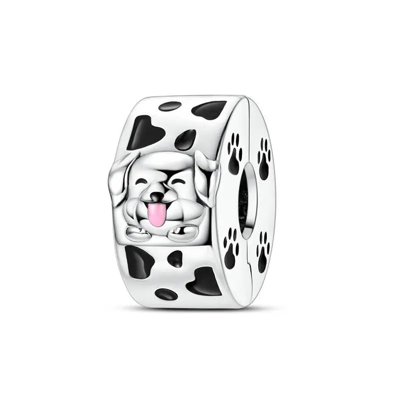 Dogs Pet Charms 925 Silver Heart Shaped Pink Zircon Claws Pendants Fit Original S925 Bracelets Fine DIY Birthday Jewelry Gifts