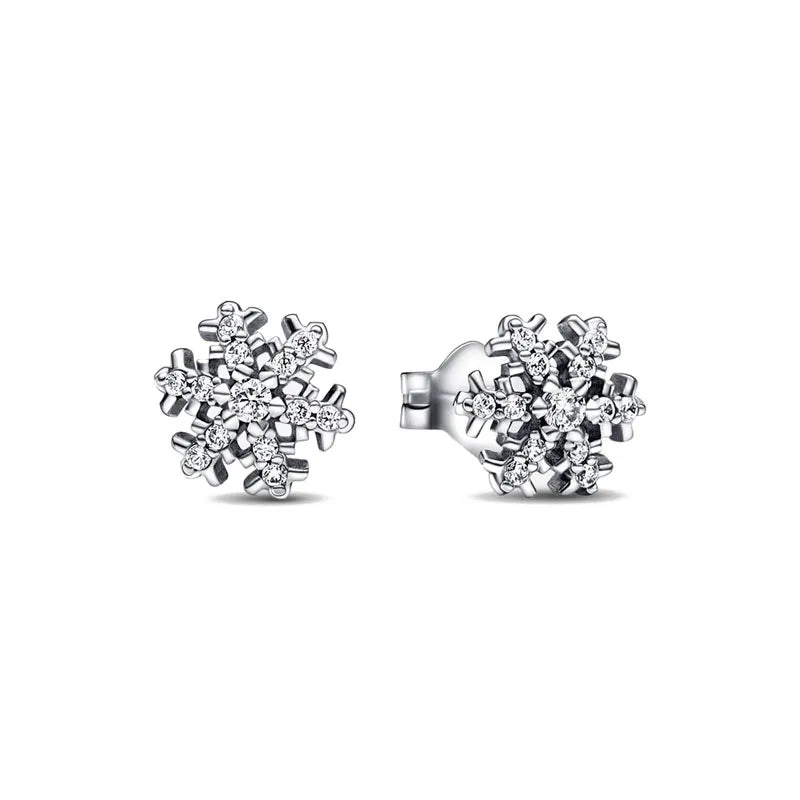 2024 Double Hoop Sun Moon 925 Silver Plated Butterfly Heart Earrings Stud Fit Original Charms Diy For Women Accessories