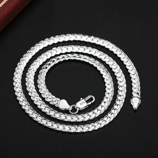 Fine Top Brand Silver Color 6mm Chain Necklace for Woman Men 16-24inch Fashion Wedding Party Jewelry Gift Dropshipping