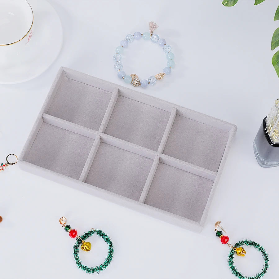 Velvet Jewelry Display Tray Exquisite Jewellery Holder Portable Ring Earrings Necklace Organizer Storage Box Organizator Trays