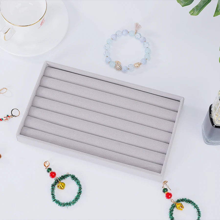 Velvet Jewelry Display Tray Exquisite Jewellery Holder Portable Ring Earrings Necklace Organizer Storage Box Organizator Trays