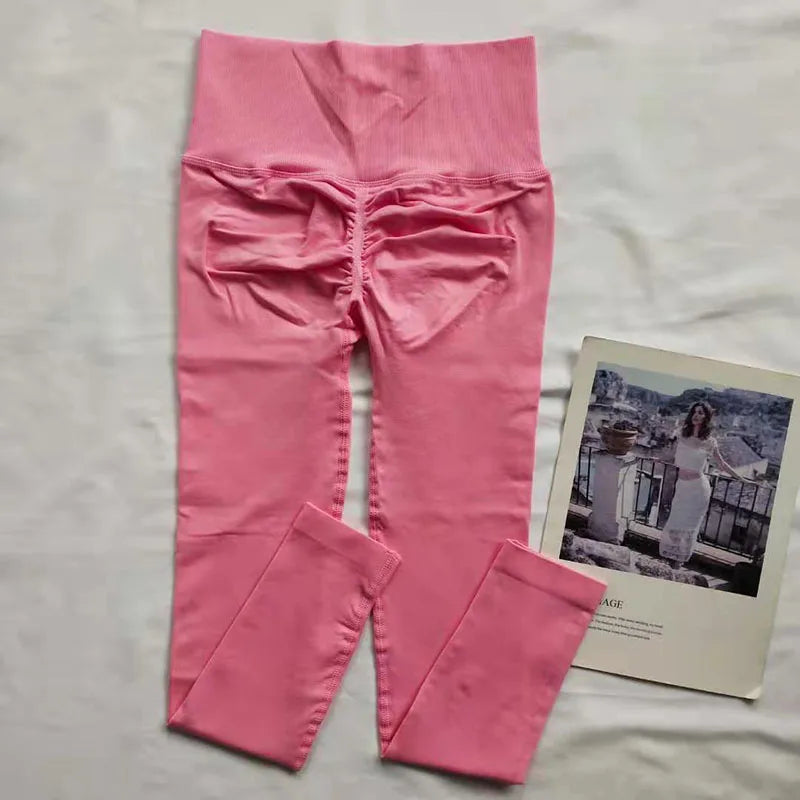 Seamless Sport Yoga High Waist Pants Leggings Sport See Through Yoga Gym Running Quick Dry Pants Scrunch Butt Pants