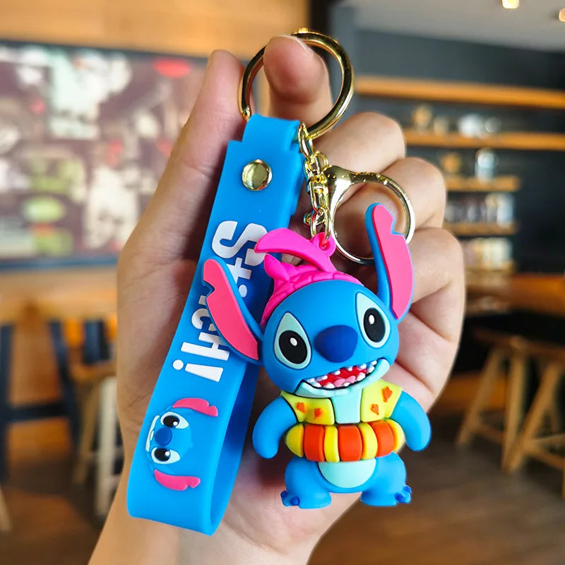 Disney Stitch Keychain 5-Pack - Cute Lilo & Stitch Keyrings, Durable Anime Keychains for Women Men Kids, Multi-Color Gift Set