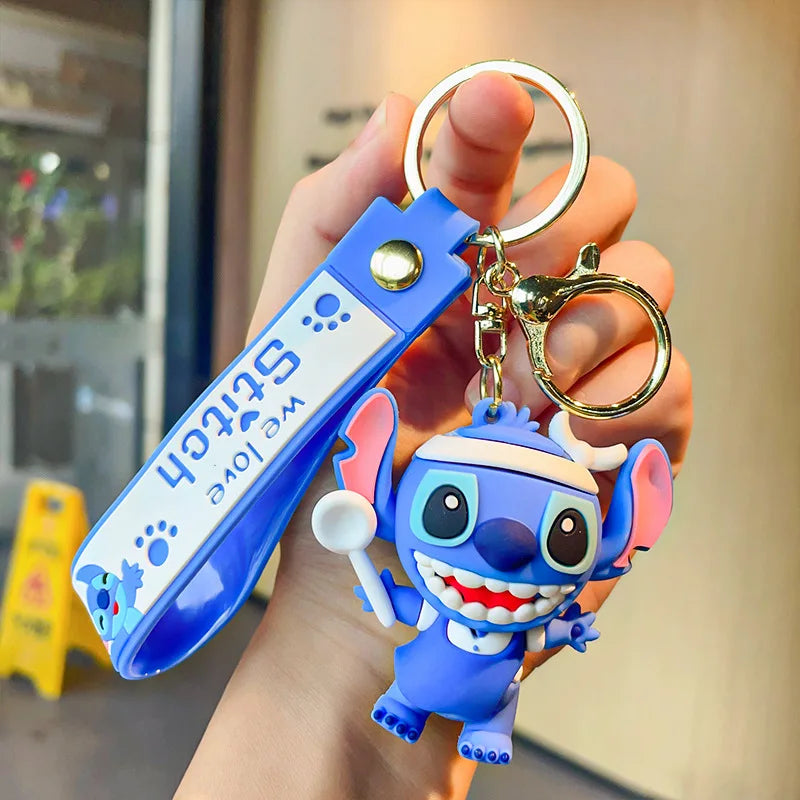 Disney Stitch Keychain 5-Pack - Cute Lilo & Stitch Keyrings, Durable Anime Keychains for Women Men Kids, Multi-Color Gift Set